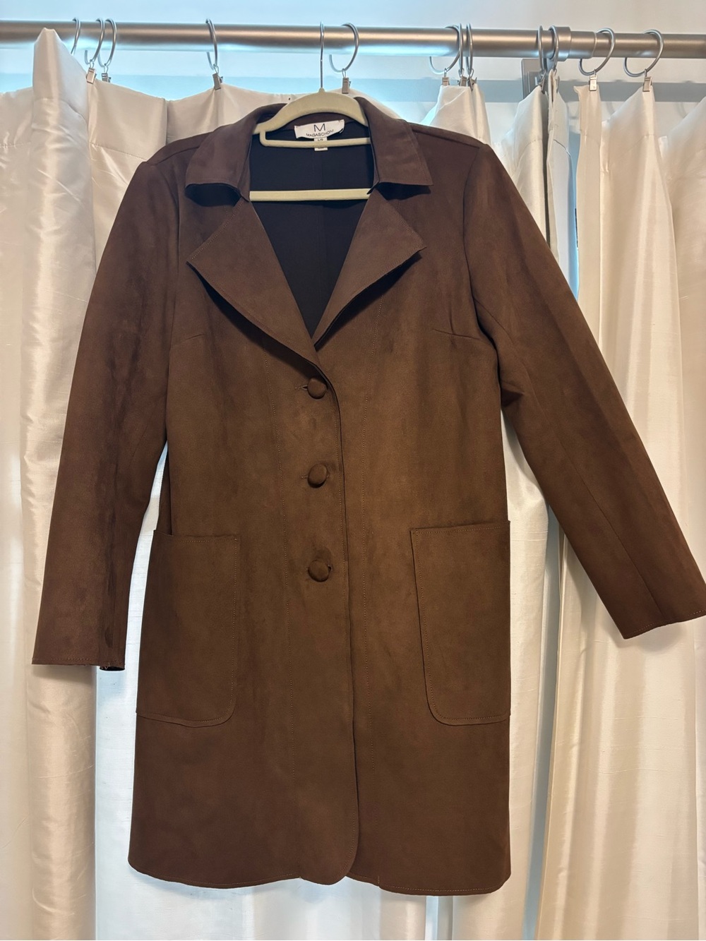 Magaschoni Brown Faux Suede Jacket / Coat. Large. Worn once. Excellent condition